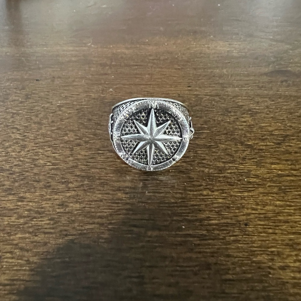 925 Sterling Silver Anchor and Compass and Ship Wheel Ring